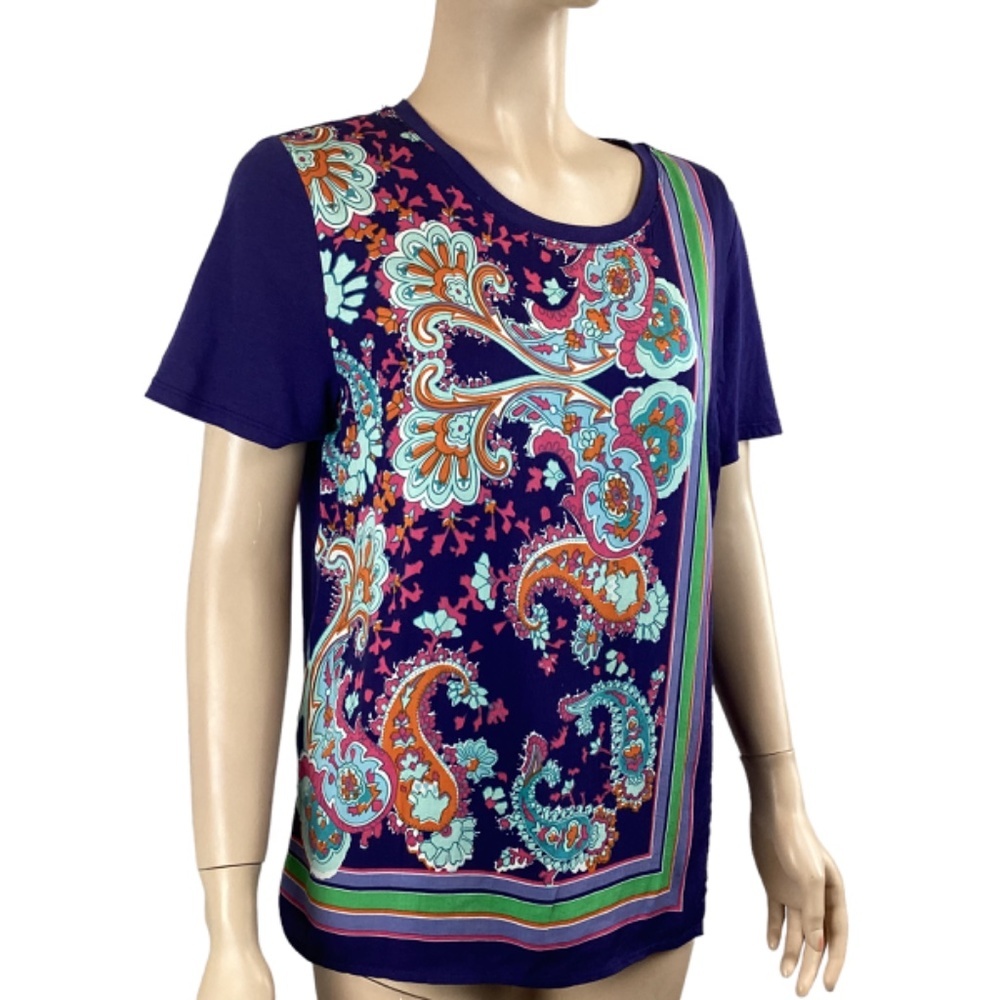Maeve Anthropologie Maddie Printed Top Size Small Paisley Print Stretch Blouse - Picture 5 of 11